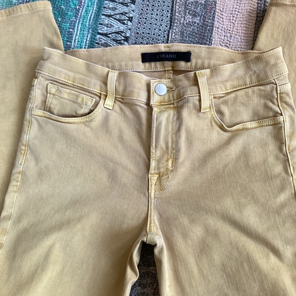 J Brand Jeans Butter Yellow Mid-Rise Cropped Skinny “Litho” Denim Jeans Size 27 - Picture 2 of 9